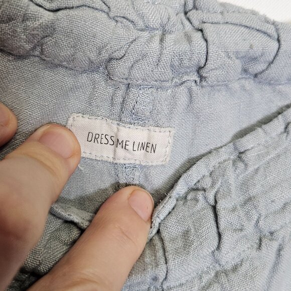 Dress Me Linen Light Blue Linen Ruffle Hem Pants Womens M‎ Elastic Waist Cropped - Picture 3 of 10